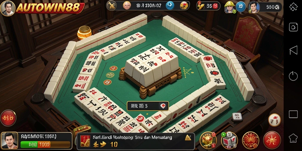 Screenshot AUTOWIN88 menunjukkan pemain yang sedang asyik memainkan Mahjong.