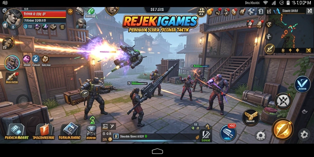 Screenshot gameplay REJEKIGAMES menampilkan pertarungan strategi yang intens.