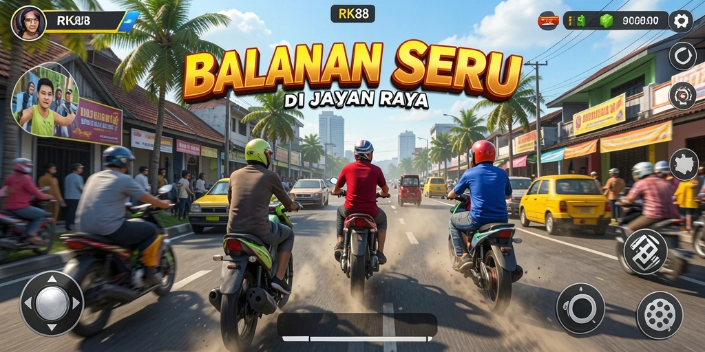 Tampilan gameplay balap yang mendebarkan dan penuh aksi.