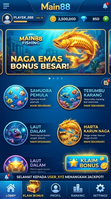 Tampilan antarmuka main88 yang intuitif dan user-friendly.
